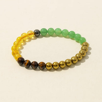 PRECIOUS PEBBLE Wealth & Confidence Bracelet for Men & Women, Natural Pyrite, Green Aventurine, Hematite & Citrine Beads – 8mm Adjustable Stone Bracelets for Focus, Style, Clarity & Everyday Wear