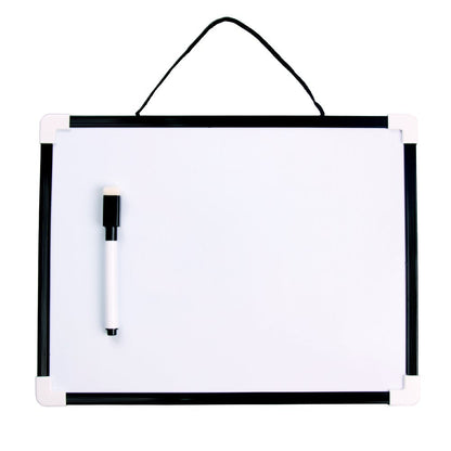 VIZ-PRO Magnetic Dry Erase Board, Small Hanging Board/Writing Whiteboard, Black Plastic Frame,12" x 8"