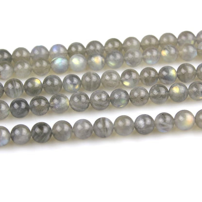 MJDCB Natural Round Stone Beads 6mm Labradorite Loose Gemstone Beads for Jewelry Making Bracelet Necklace 60pcs