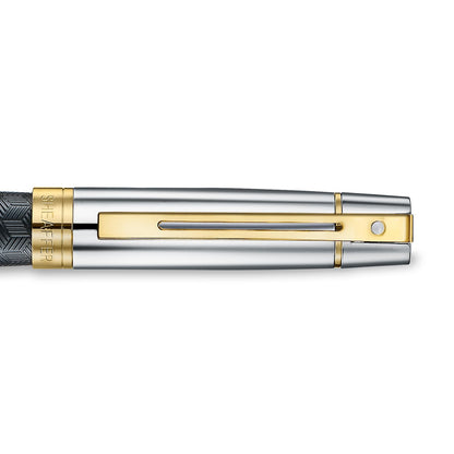 Sheaffer 300 Rollerball Pen| E9347 Engraved Matt Black Barrel and Shiny Chrome Cap with PVD Gold Trims | Premium Rollerball Pen