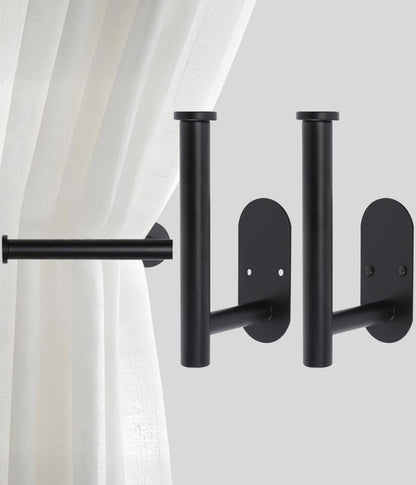 Curtain Tiebacks Hooks Wall Mounted, Curtain Holdbacks Screw-in, Curtain Holders for Drapes, Curtain Pull Backs, Curtain Tie Backs 304 Stainless Steels, 2pcs Black