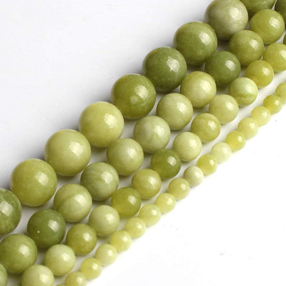 Yochus 45pcs Green China Jade Beads，8mm Natural Stone Round Loose Beads for Jewelry Making Earring Necklace DIY Crafts