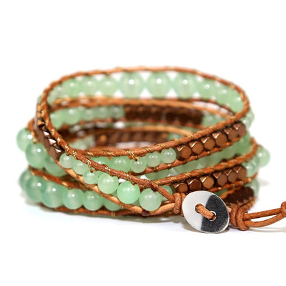 ZOSOJONA Handmade Boho Wrap Bracelet For Women Adjustable Nature Stone Turquoise Crystal Beaded Bracelets