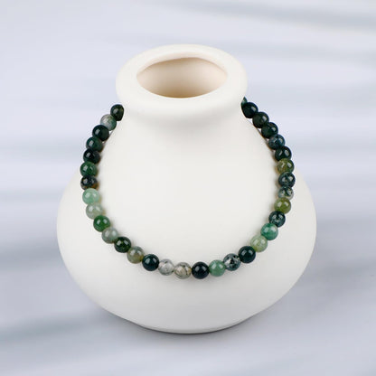 LPBeads Handmade Natural Gemstone Stretch Elastic 4mm Moss Agate Bracelet Healing Crystal Round Stone Beads Jewelry Gifts for Women Men