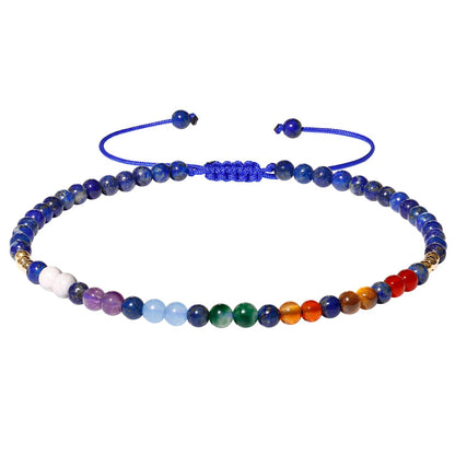 Wizock Reiki 7 Chakra Beaded Anklet Meditation Yoga Colorful Ankle Bracelets for Women Balance Beach Foot Jewelry Adjustable (Lapis Lazuli)