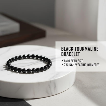 The Vida Handmade AAA+ Quality Crystal Stretch Elastic Bracelet - Nature Gemstone - Jewelry Gift - Holiday Gift - For Women & Men (Black Tourmaline)