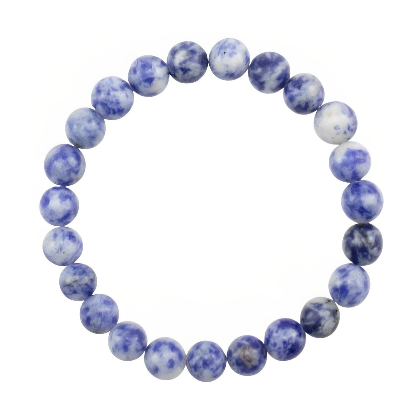 Clearain Natural Gemstones Bracelet 8mm Chakra Round Beads Energy Power Crystal Reiki Healing Elastic Stretch 7 Inch for Women Men Unisex（Blue Dot）