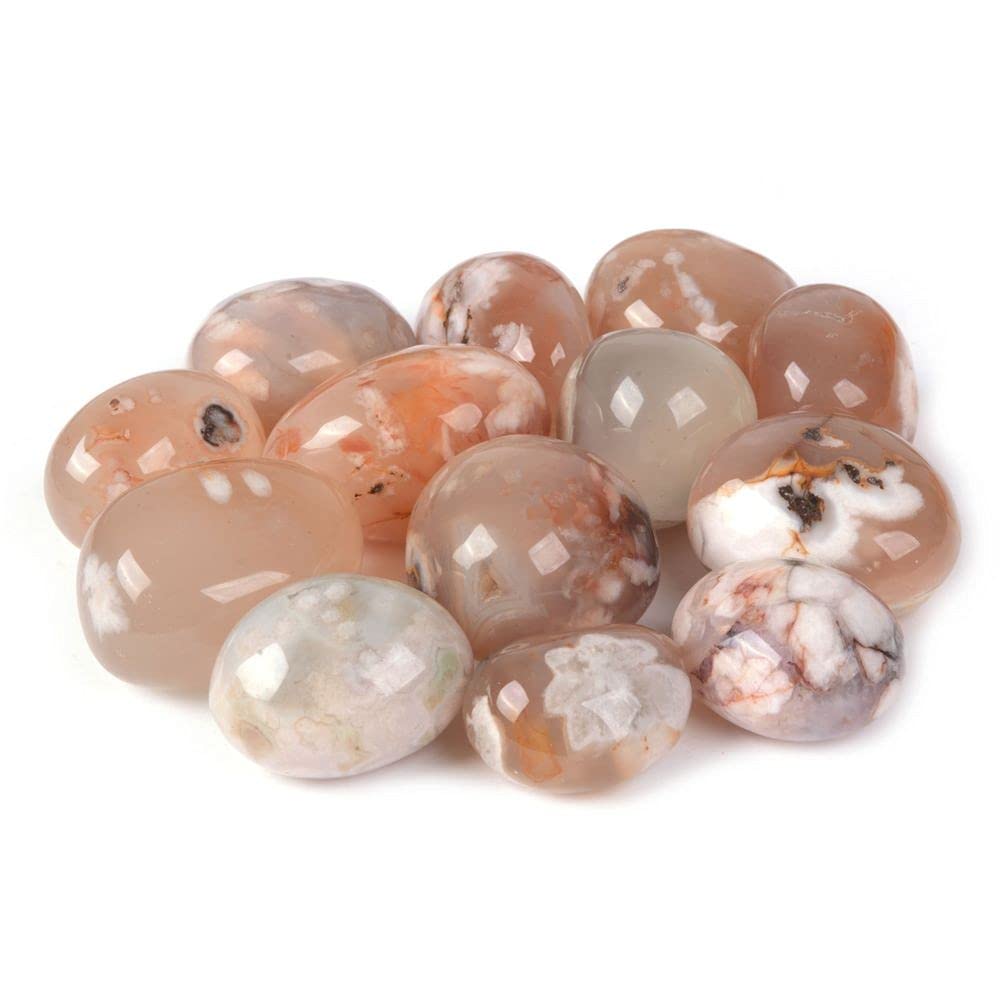 Justinstones 100 Grams Sakura Agate Tumbled Polished Natural Crystal Healing Pocket Stones Rock Collection