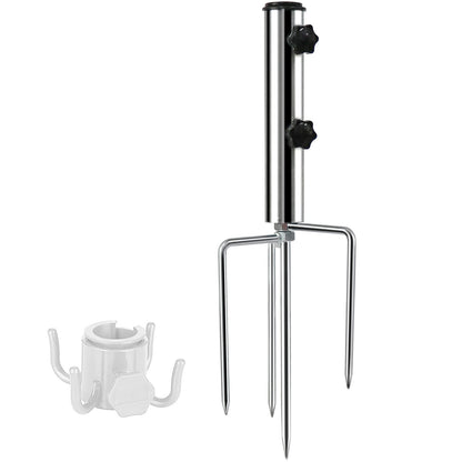 weallbuy Removable Portable Umbrella Base, Beach Umbrella Sand Anchor with 4 Legs, Adjustable Heavy-Duty Metal Sun Holder, Outdoor Parasol Stand for Beach, Grass, and Sand