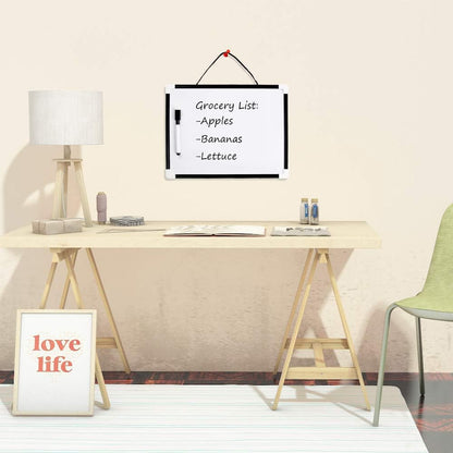 VIZ-PRO Magnetic Dry Erase Board, Small Hanging Board/Writing Whiteboard, Black Plastic Frame,12" x 8"