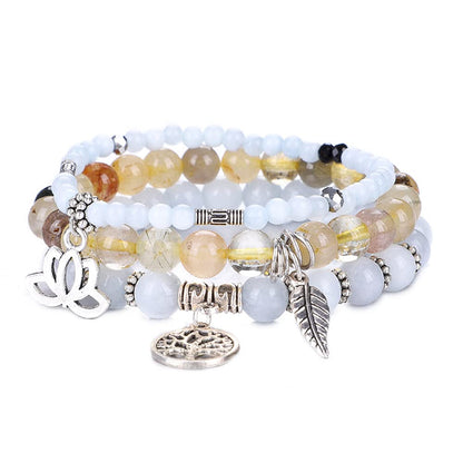 UEUC Tree of Life Yoga Healing Stone Bracelets, Multilayer Lotus Chakra Stone Reiki Bracelet Sets, Anxiety Crystal Natural Stone,for Women Stress Relief(#59)