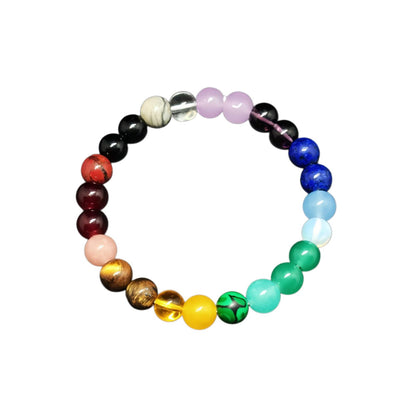 POYAMUSE Natural Stone Beaded Bracelet for Women Men Energy Balance Jewelry Gift Meditation Tiger Eye Malachite Citrine Elastic Wristband - Chakras