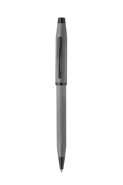 Cross A.T Century II Ballpoint Pen, Polished Slate Gray, Black Ink, Engraved Diamond Pattern, Swivel-Action in Luxury Gift Box