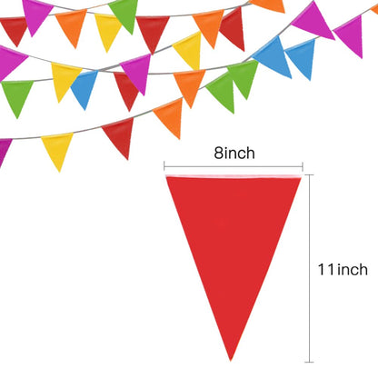 Novelty Place 100 Feet Pennant Banner - 75 Multicolor Bunting Flags (7x11 Inches) - Birthday Party Grand Opening Christmas Decorations
