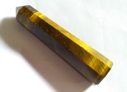 WholesaleGemShop 3 Inch Tiger Eye Gemstones Obelisk Tower Jumbo Facet Aura Rock Crystal Natural Polished Earth Wand Spirit