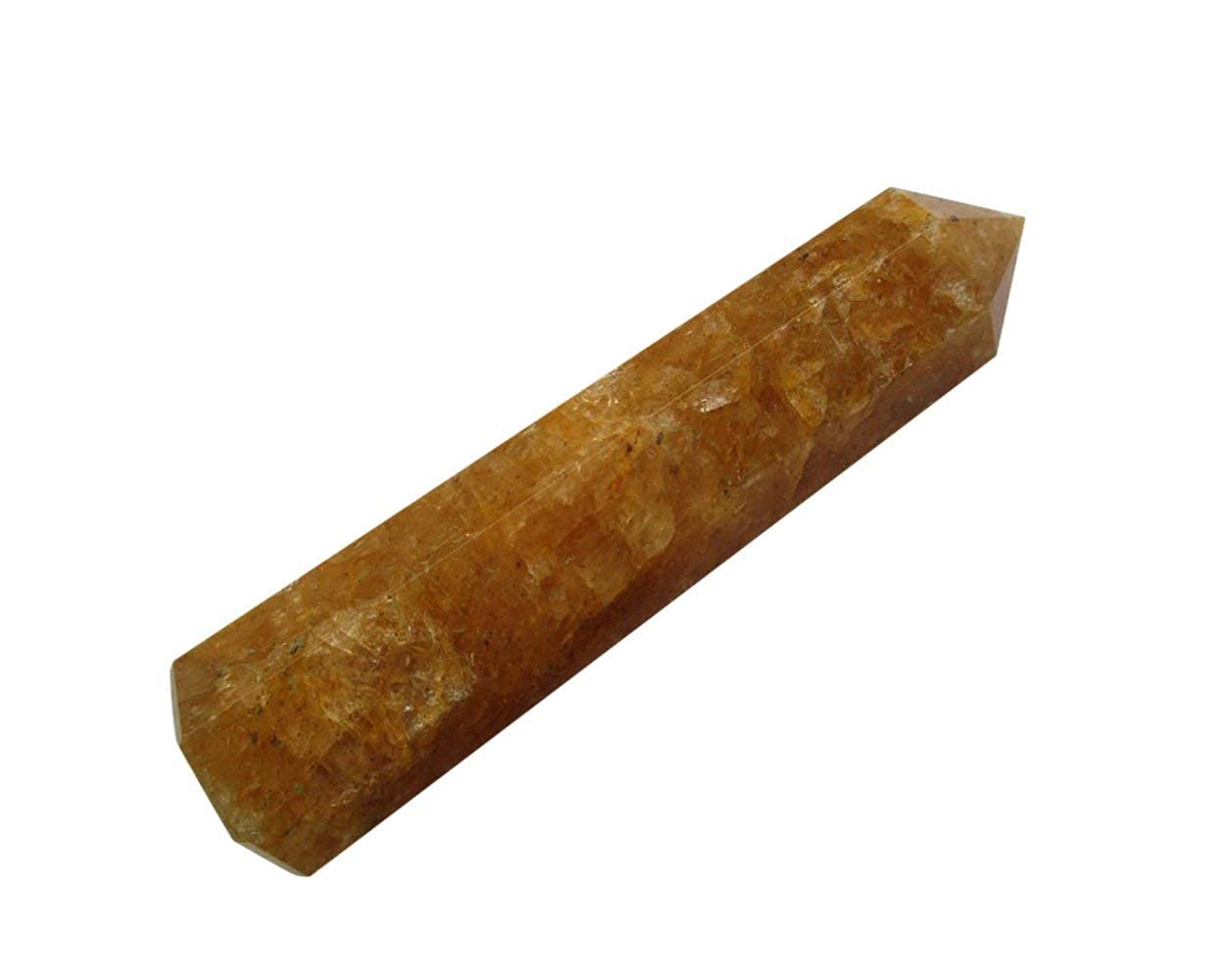 WholesaleGemShop 3 Inch Golden Agate-Quartz Gemstones Obelisk Tower Jumbo Facet Aura Rock Crystal Natural Polished Earth Wand Spirit