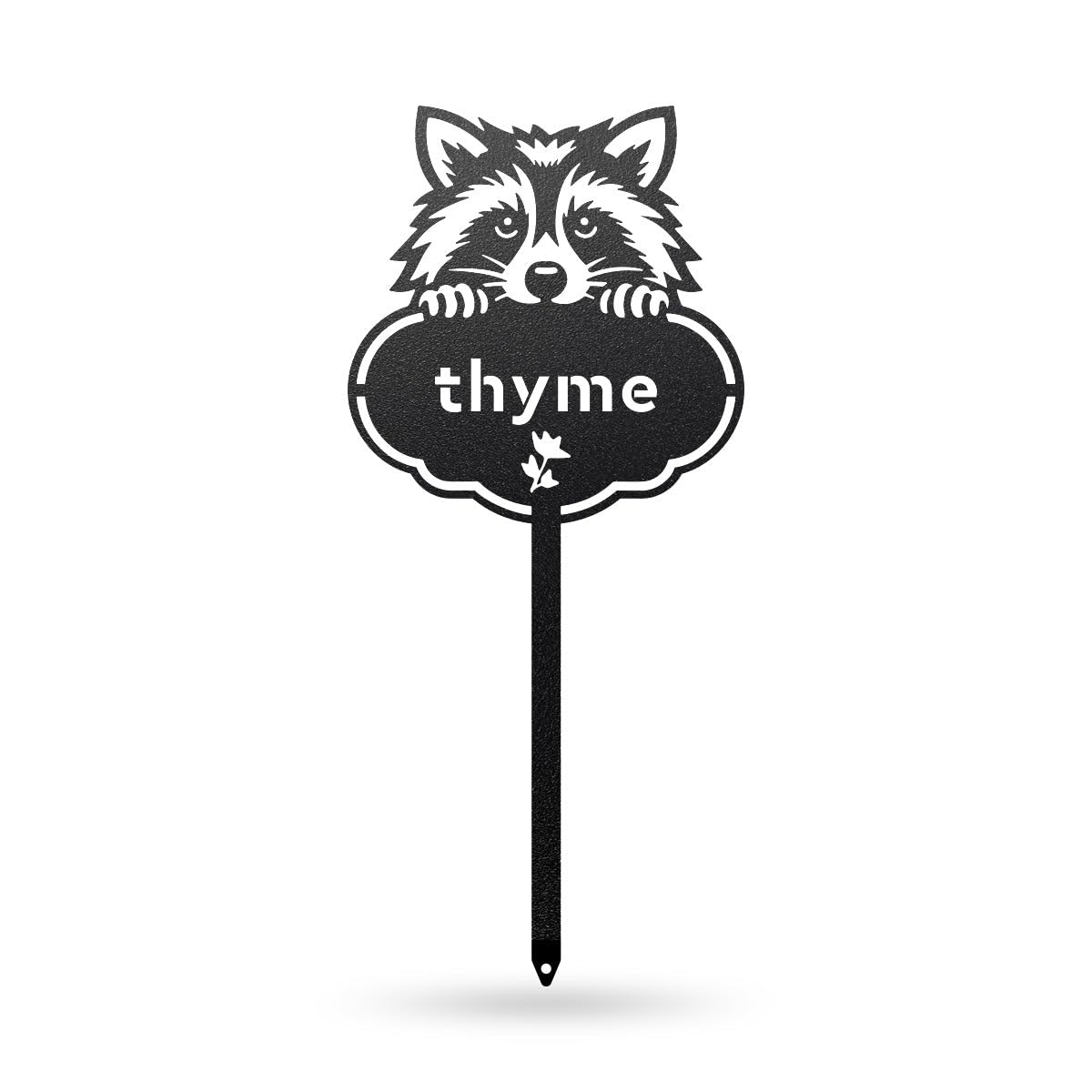 RealSteel Rocky the Raccoon Plant Markers – Cute Metal Garden Labels for Herbs & Vegetables | Outdoor Steel Plant Stakes for Garden, Greenhouse & Raised Beds | Gardening Gift | USA (THYME-B-6X13)
