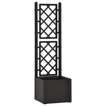 Makastle Garden Raised Bed with Trellis and Self Watering System Plastic Climbing Planter Rattan Design Planter Container Flower Box Garden Decoration 16.9" x 16.9" x 55.9"