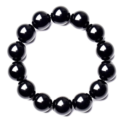 12MM Black Tourmaline Crystal Bracelet, 3A Grade Real Gemstones Stretch Bracelet, Come with Extra Beads & Beaded Tools Kit, Fit 8" Wrist Size, Perfect choice for Friends | Familys