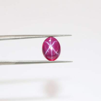 GEMHUB Natural Red Star Ruby 5.85 Carat Oval Cabochon Loose Gemstone with 6 Rays Certified Ruby Stone for Jewelry Making and Collection
