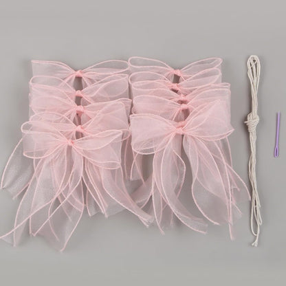 1 String of 12pcs Tulle Bow Garland Pink Bowknot Banner Garlands for Decoration Ribbon Garland Party Banner for Birthday,Wedding,Engagement,Anniversary,Bridal Shower, Bachelorette Party Pink Bow Decor
