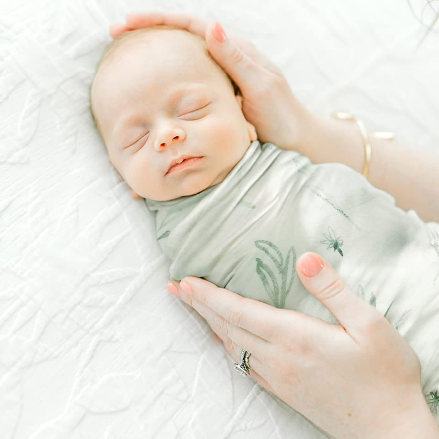 GRSSDER Baby Blankets Super Soft Jersey Knit Swaddle Blanket for Baby Girls and Boys, Double Layer Receiving Blankets 34 x 44 Inches Extra Large for Baby Show Gift, Watercolor Animals, Mint Green