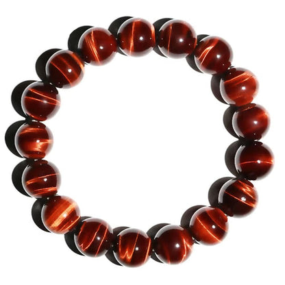 12MM Red Tigers Eye Bracelet for Unisex | Natural Root Chakra Gemstones | Fits for 9" XLarge & Strong Wrist | Bring Luck & Fortune | Anxiety Stress Relief Spritual choice for Friends Familys