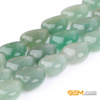 GEM-Inside 10mm Heart Charms Natural Green Aventurine Jade Stone Beads for Jewelry Making Full 15" Strand Power Energy Healing Chakra Stone Beads