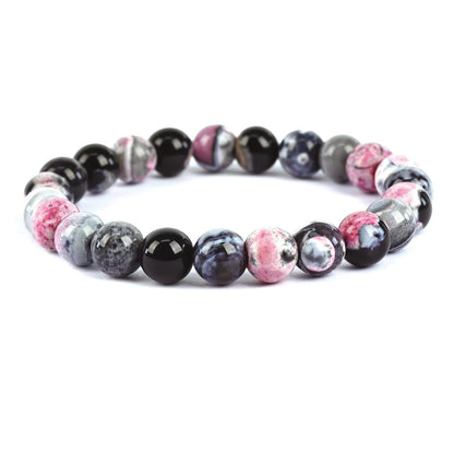 PZTIIY Crystal Bracelet - Natural Energy Crystal Bracelet for Men and Women (ZLY-Pink agate)