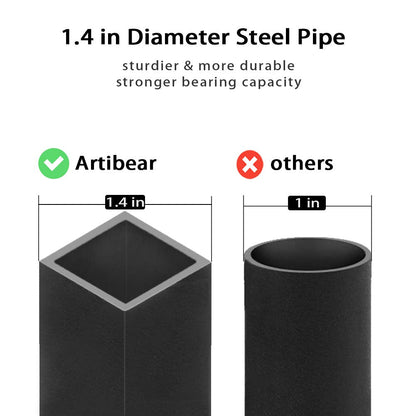 Artibear 4ft Outdoor Firewood Rack, Upgraded Adjustable Heavy Duty Logs Stand Stacker Holder for Fireplace - Metal Lumber Storage Carrier Organizer, Bright Black