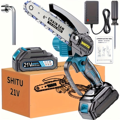 Mini ChainsawCordless, Lightweight & Portable Handheld Electric Tree Cutter with Splash Guard, Security Lock, Optional Rechargeable Battery, And Safe Trimming for Quick Cutting Of Tree Branches, Courtyard, Household, And Garden, Gifts for Man.pruning