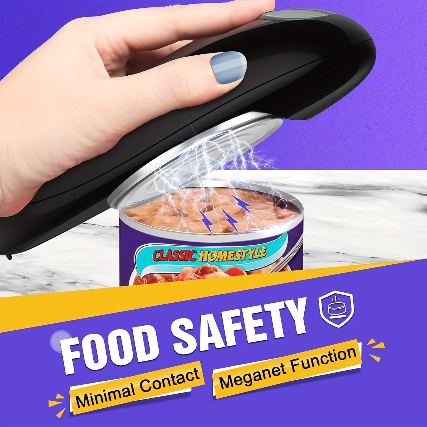 One-Touch Automatic Electric Can Opener with One-Touch Operation & Smooth Edge Safety - Compact Battery-Powered (AA) Design for Arthritis & Seniors, Ergonomic Easy-Grip Lever, Effortless Opening for Limited Dexterity, Ideal Easter Gift for Elderly &