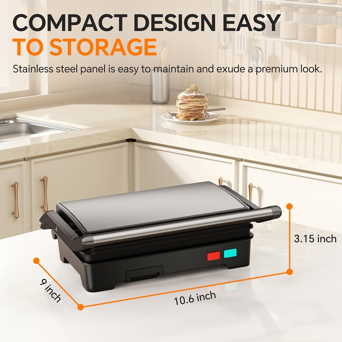 1000W Electric Panini Press Grill 3-in-1 Indoor/Outdoor Grill & Pizza Oven with Non-Stick Plates, Grease Tray, Fast Preheat, Dual Heating Plates & Floating Hinge - Sandwich Maker, BBQ Grill for Camping, Easy Clean ( Plug)