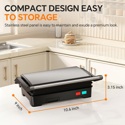 1000W Electric Panini Press Grill 3-in-1 Indoor/Outdoor Grill & Pizza Oven with Non-Stick Plates, Grease Tray, Fast Preheat, Dual Heating Plates & Floating Hinge - Sandwich Maker, BBQ Grill for Camping, Easy Clean ( Plug)