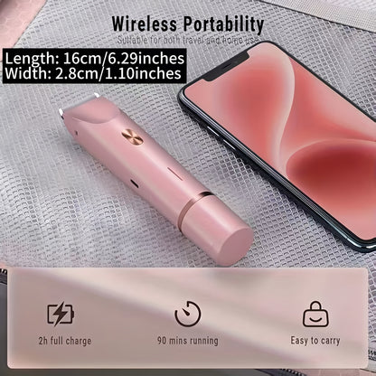 Women's 2-in-1 Dual-Head Electric Bikini Trimmer & Facial Shaver - USB- Wet/Dry Epilation Device Suitable for Bikini, Underarms, Legs, Arms, Face - Long-Lasting Battery, Body Hair Removal Tool with Ergonomic Grip