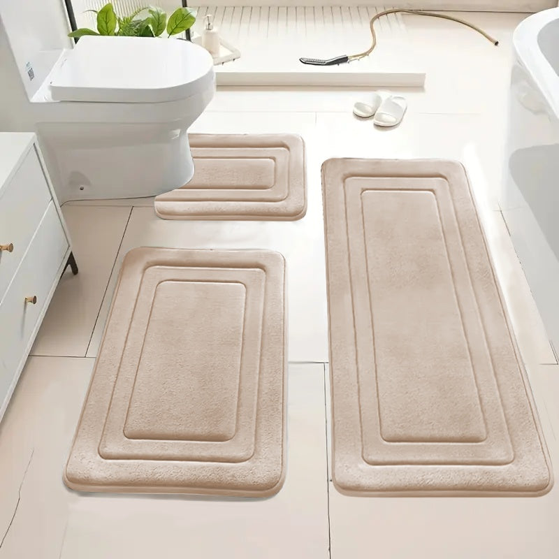 3-Pack Ultra Absorbent Bath Mats | Non-Slip Bathroom Rugs, Soft and Comfortable Polyester, Rectangle Shape, Machine Made, Universal Holiday Use