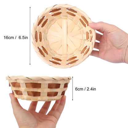 20 Pack Bamboo Bread Basket, 6.5 Inch Round Gift Baskets, Woven Fruit Baskets, Food Serving Baskets, Food Storage Basket for Kitchen Restaurant or Decor and more, by GNIEMCKIN