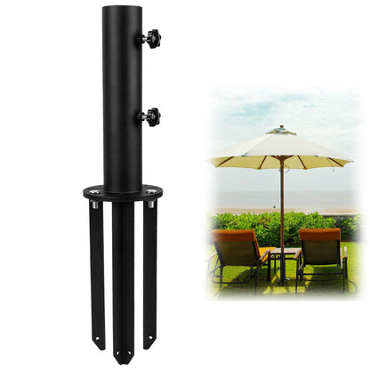 YZZHAJ Patio Umbrella Stand Base,Heavy Duty Outdoor Umbrella Holder with 3 Ground Spikes for Stability, Umbrella Holder Base for Beach, Deck, Lawn, Garden,Concrete