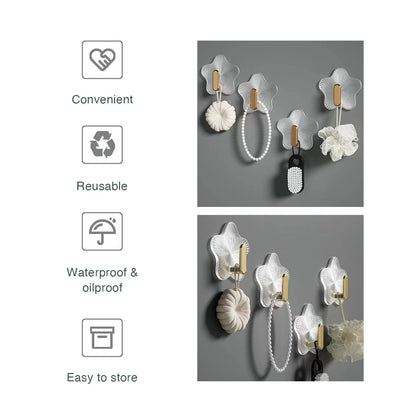 Gerderk 6 Pack Adhesive Utility Hooks, Heavy Duty 12 lbs Robe Towel Hooks Waterproof Adhesive Wall Hooks for Home Bathroom Kitchen Office and Living Room.