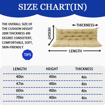 VKETU Porch Swing Cushions, Three Seat Swing Replacement Cushions Outdoor Bench Cushion with Ties Backrest Folding Waterproof Bench Cushion for Outdoor Patio Cushion (Beige, 60 x 40 in)
