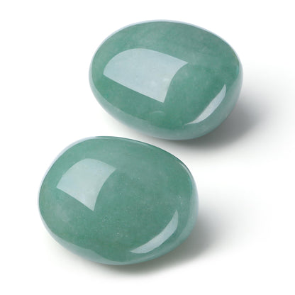 QINJIEJIE 1.6-2.0" Green Aventurine Crystal Polished Rocks 2PCS Healing Crystals Large Tumbled Stones Gem Stones for Energy Witchcraft Meditation DIY Decoration Gifts