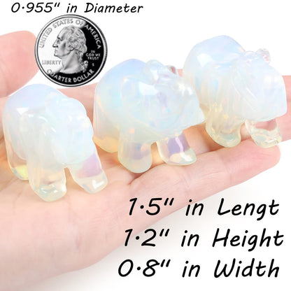 QINJIEJIE Opalite Elephant Crystals Luck Elephant Decor Pocket Crystal Statue Moonstone Guardian Stones Figurine Office Hippie Room Cute Desk Gem Decor Spiritual Love Gift Christmas Stocking Stuffers