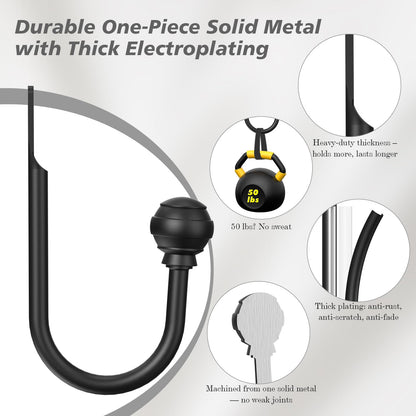 Hion Curtain Holdbacks Black 2pcs, Curtain Tiebacks Wall Mounted Curtain Hooks Holders for Drapes