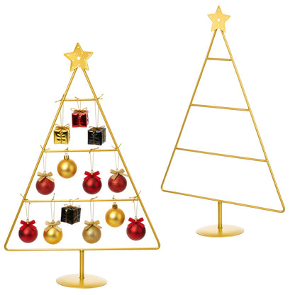 Yookeer 17.95 Inch Ornament Display Stand Metal Decorative Tabletop Ornament Village Tree Shaped Display Stands Holder for Farmhouse Decorations Hanging(Gold)
