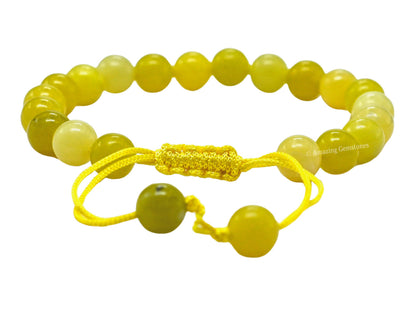 Amazing Gemstone Lemon Jade Bracelet for Women Men's Gifts - Protection Healing Crystal Bracelet - 8mm Gemstones Beaded Adjustable Bracelet Pulseras Para Hombres Mujer Stocking Stuffers