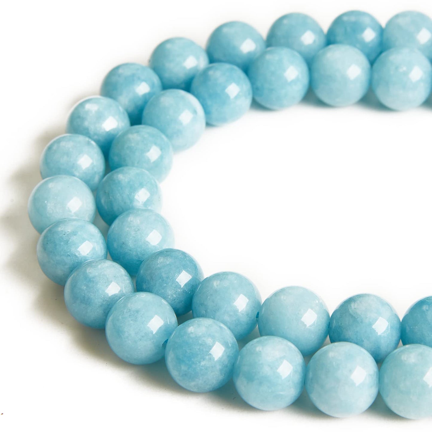 35pcs 10mm Deep Aquamarine Beads Natural Gemstone Beads Round Loose Beads for Jewelry Making