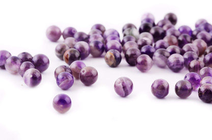 Natural Stone Beads 100pcs 10mm Amethyst Round Genuine Real Stone Beading Loose Gemstone Hole Size 1mm DIY Smooth Beads for Bracelet Necklace Earrings Jewelry Making (Amethyst, 10mm)