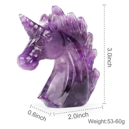 Artistone 3" Amethyst Crystal Unicorn Statue Hand Carved Gemstone Purple Unicorn Horse Stone Animal Carvings Collectible Figurine Reiki Meditation Desk Home Decor Gift