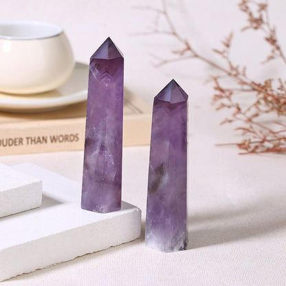 ZHIYUXI 3.7-4" Amethyst Crystal Gemstones Crystals and Healing Stones Purple Crystal Tower Hexagonal Pointed Crystal Wand 1 Pc Large Crystals Reiki Energy Balancing Meditation Therapy Decoration Gifts