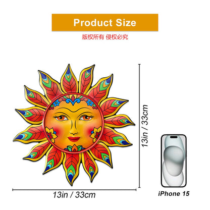 Daogtc Metal Sun Flower Wall Decor,13inches Sun Wall Art Hanging Decoration for Indoor and Outdoor, Garden Farmhouse Yard Patio Fence Living Room Bedroom Decor